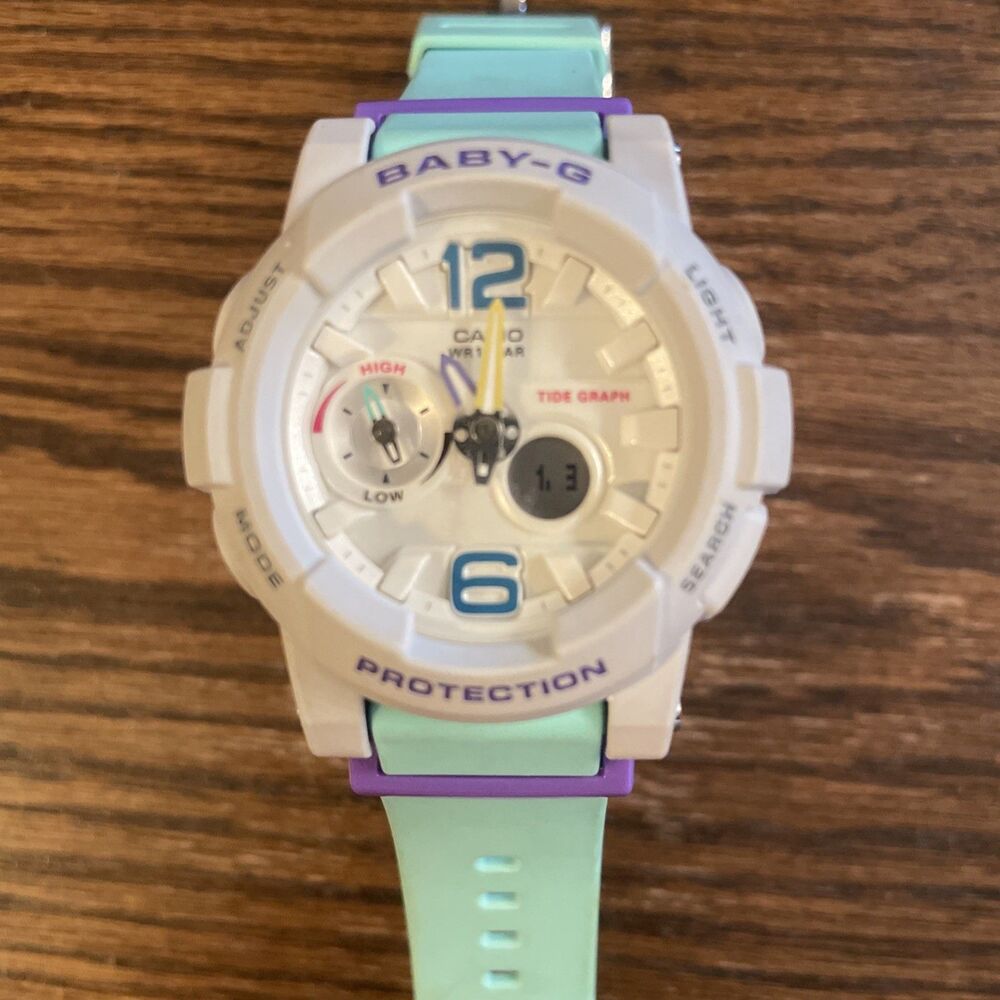 VTG Y2K Casio Analog/Digital Baby G Mint Green Purple Women's Watch BGA-180